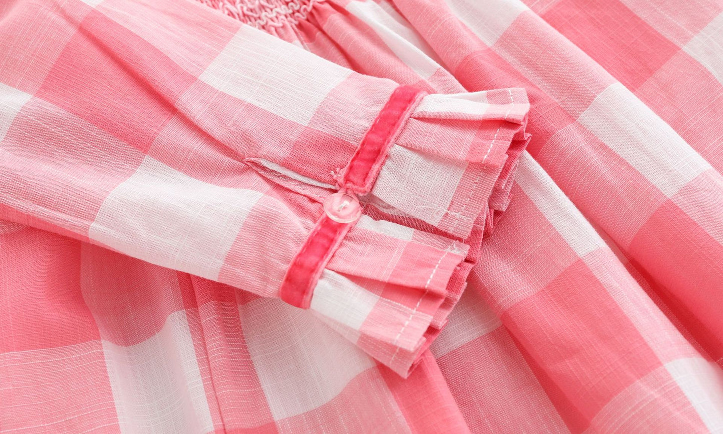 Little Mushroom - Pink Gingham Baby Dress & Bloomer Set