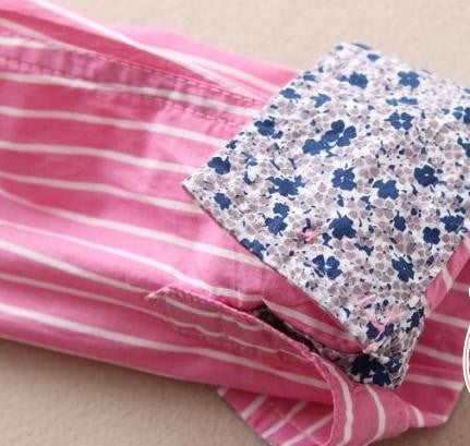 Okkoai - OKKO long sleeved pink and white stripped shirt
