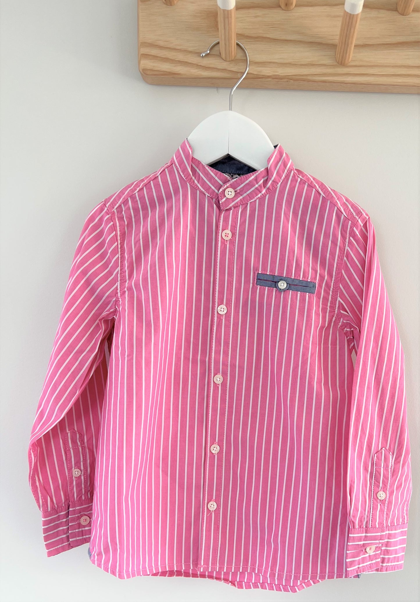 Okkoai - OKKO long sleeved pink and white stripped shirt