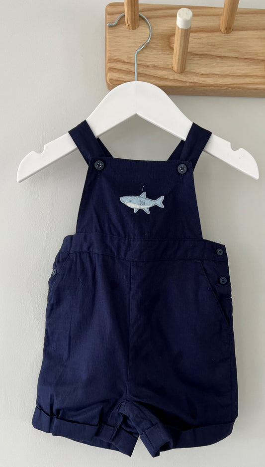 Janie and Jack Navy shark overalls