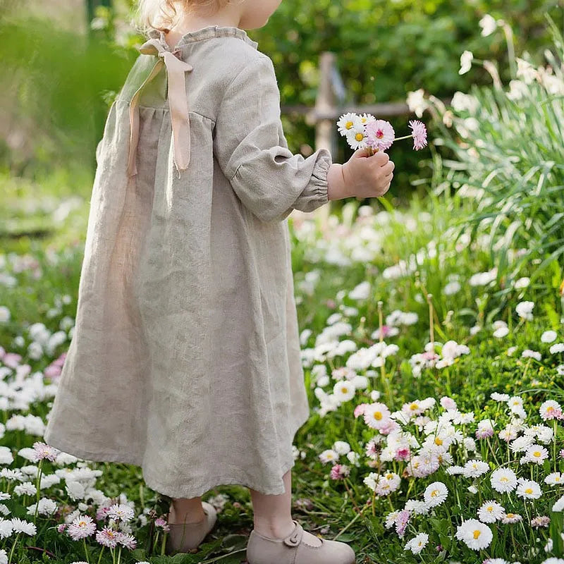 natural rustic linen blend dress