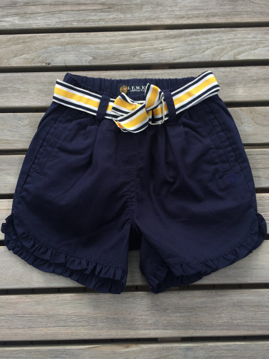 RTW kids Navy Frill Hem Shorts with Stripe Belt